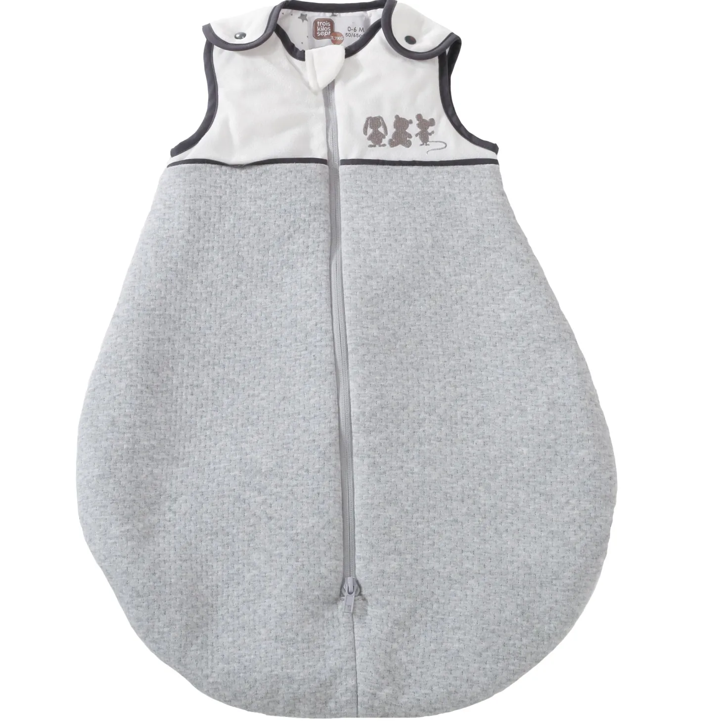 Trois Kilos Sept Gigoteuse Martin Et Ses Copains Blanc Et Gris 0-6 mois