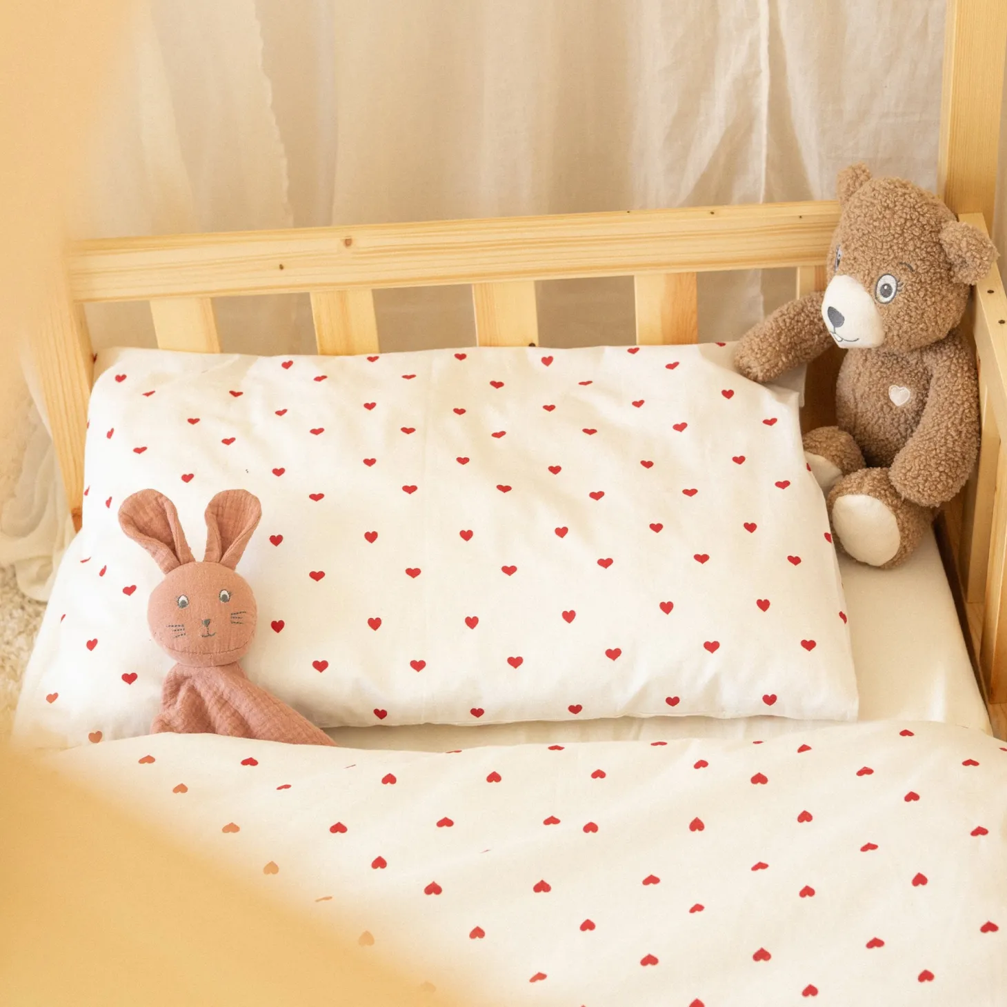 Trois Kilos Sept Housse De Couette Et Taie Oreiller Blanc / Rouge
