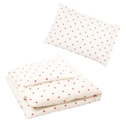 Trois Kilos Sept Housse De Couette Et Taie Oreiller Blanc / Rouge