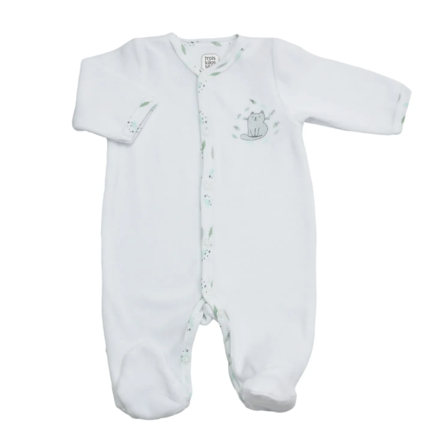 Trois Kilos Sept Kit Naissance Chat - 6 Pcs 0M Blanc / Vert Sauge 0 mois