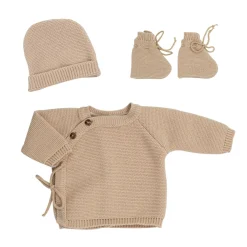 Trois Kilos Sept                    Lot Brassière + Bonnet + Chaussons    Caramel            0-1 mois
