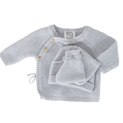Trois Kilos Sept                    Lot Brassière Chaussons Bonnet    Gris            Naissance-1 mois