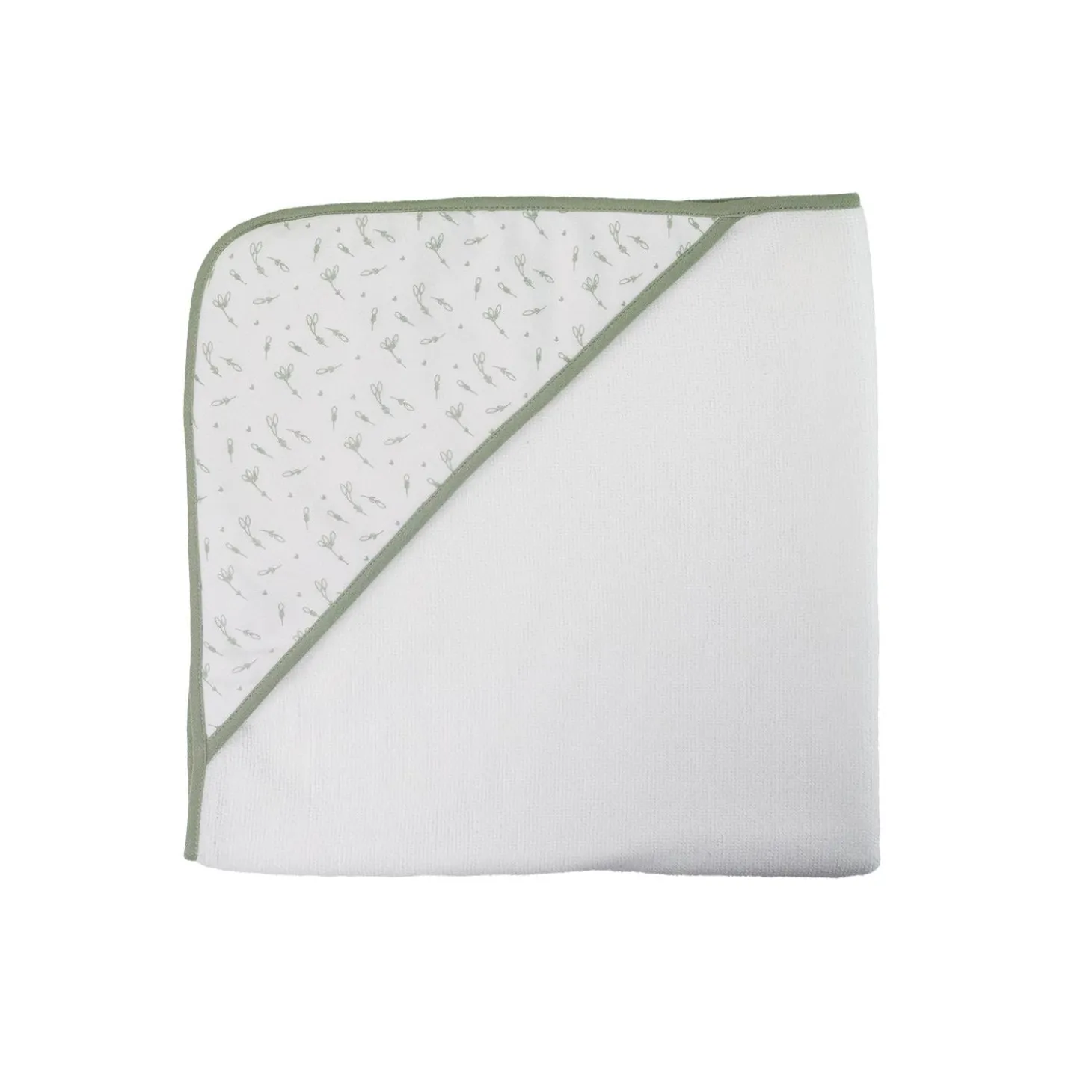 Trois Kilos Sept Lot 2 Capes de Bain Ours + Aop Vert Olive 70x70 cm