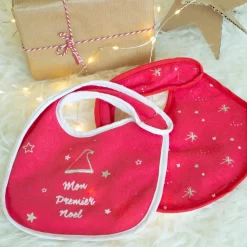 Trois Kilos Sept Lot de 2 Bavoirs Naissance Noël Rouge 0-6 mois