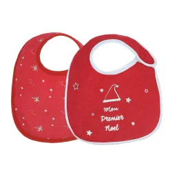 Trois Kilos Sept                    Lot de 2 Bavoirs Naissance Noël    Rouge            0-6 mois