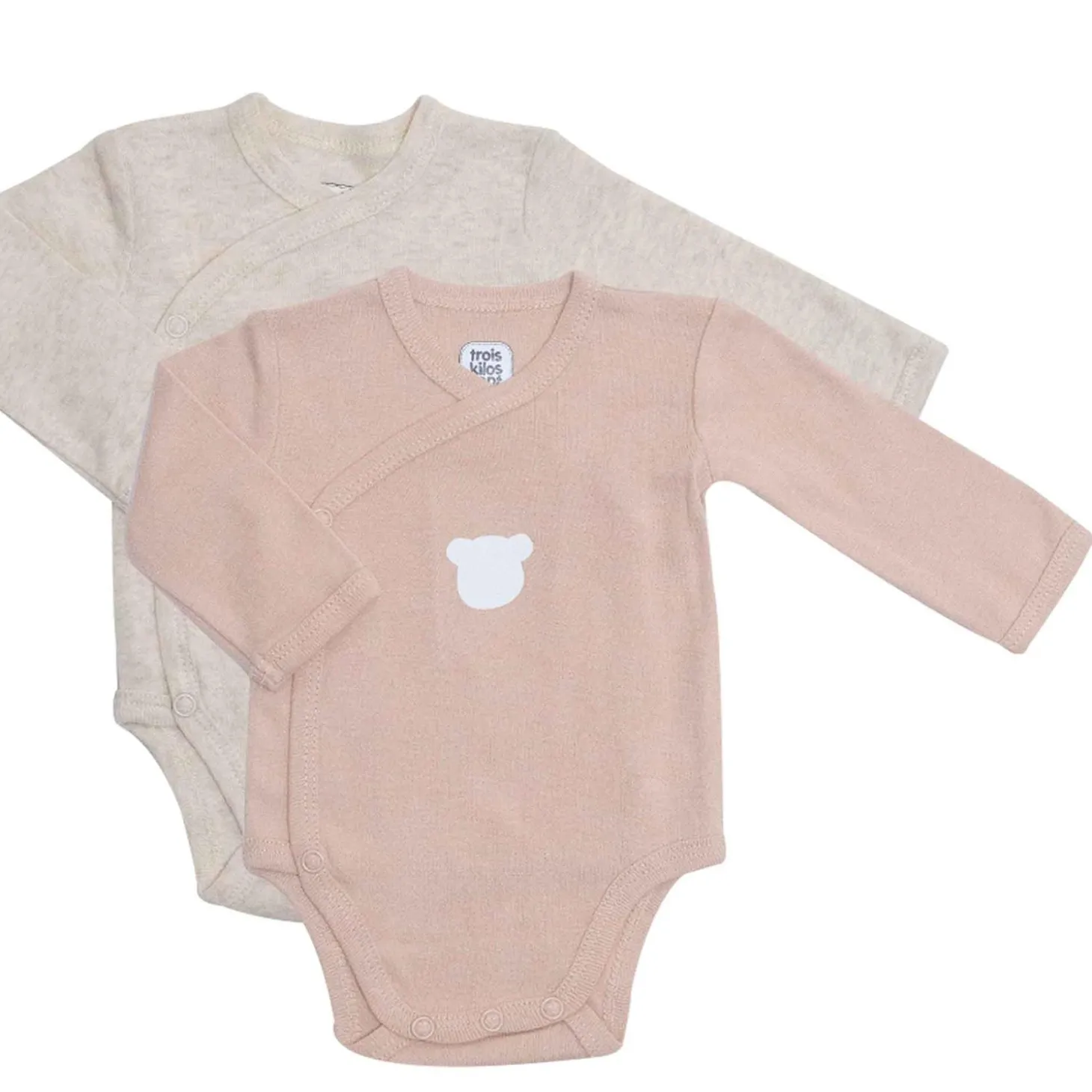 Trois Kilos Sept Lot de 2 Bodies Ourson Beige/ Terre De Sienne