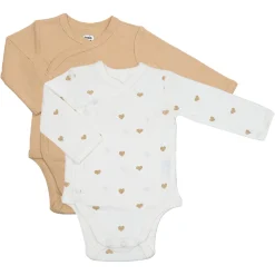Trois Kilos Sept                    Lot de 2 Bodies Cœurs    Beige