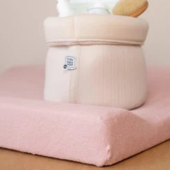 Trois Kilos Sept Lot de 2 Housses matelas à langer Sable/Vieux Rose 50x70 cm