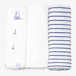 Trois Kilos Sept                    Lot de 3 langes Cap ferret    Bleu            70x70 cm