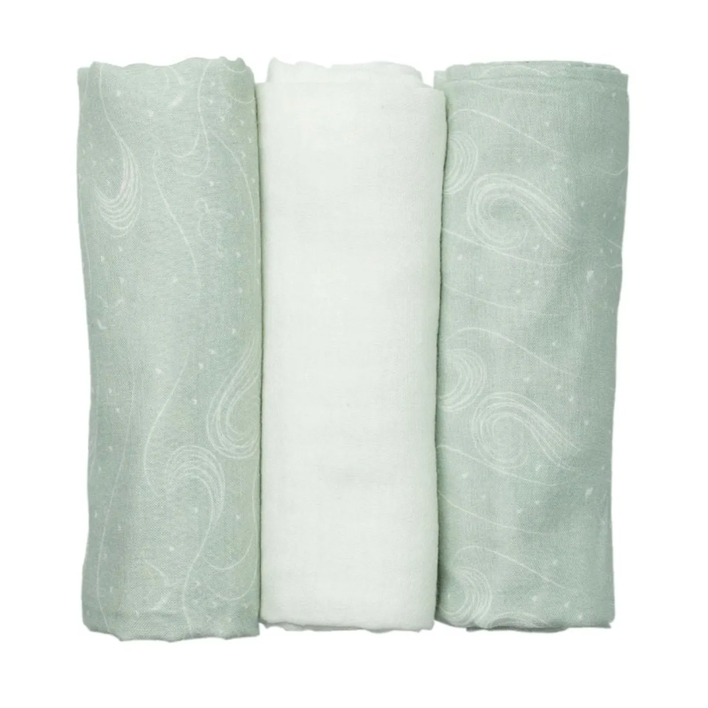 Trois Kilos Sept Lot de 3 langes Au large de Nova Beige/ Vert 70x70 cm