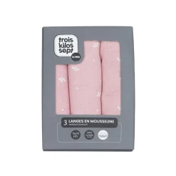 Trois Kilos Sept                    Lot de 3 Langes    Rose