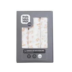 Trois Kilos Sept Lot de 3 Langes Beige