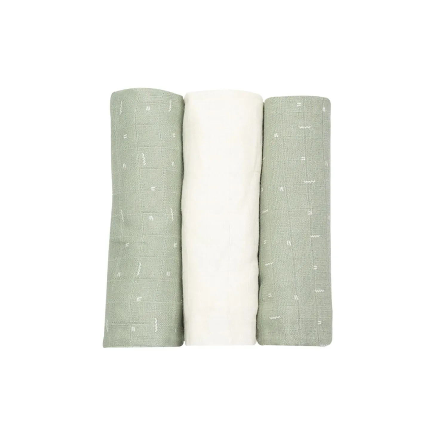 Trois Kilos Sept Lot 3 Langes Olive 70x70 cm