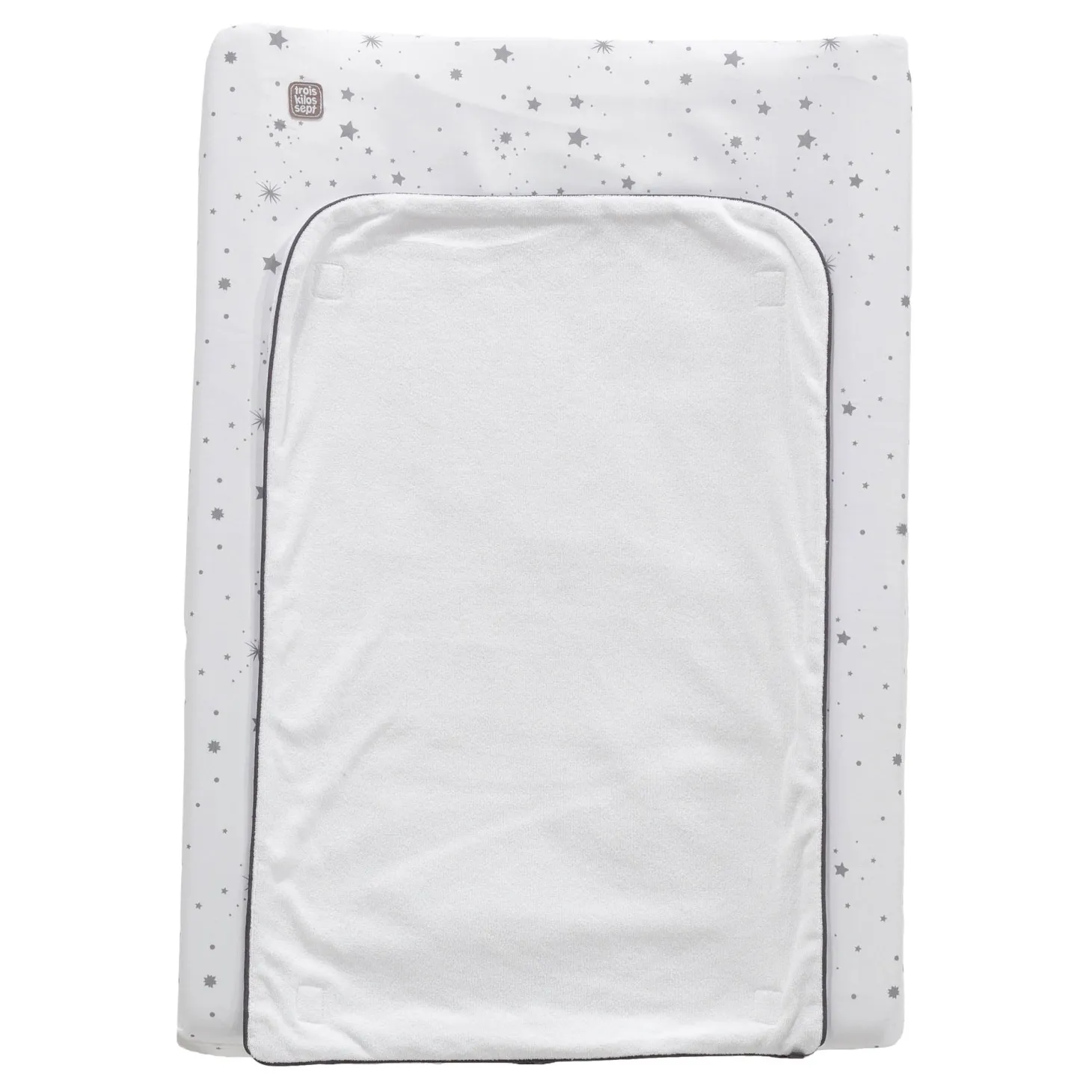 Trois Kilos Sept Matelas à langer + Housse Martin Et Ses Copains Blanc Et Gris