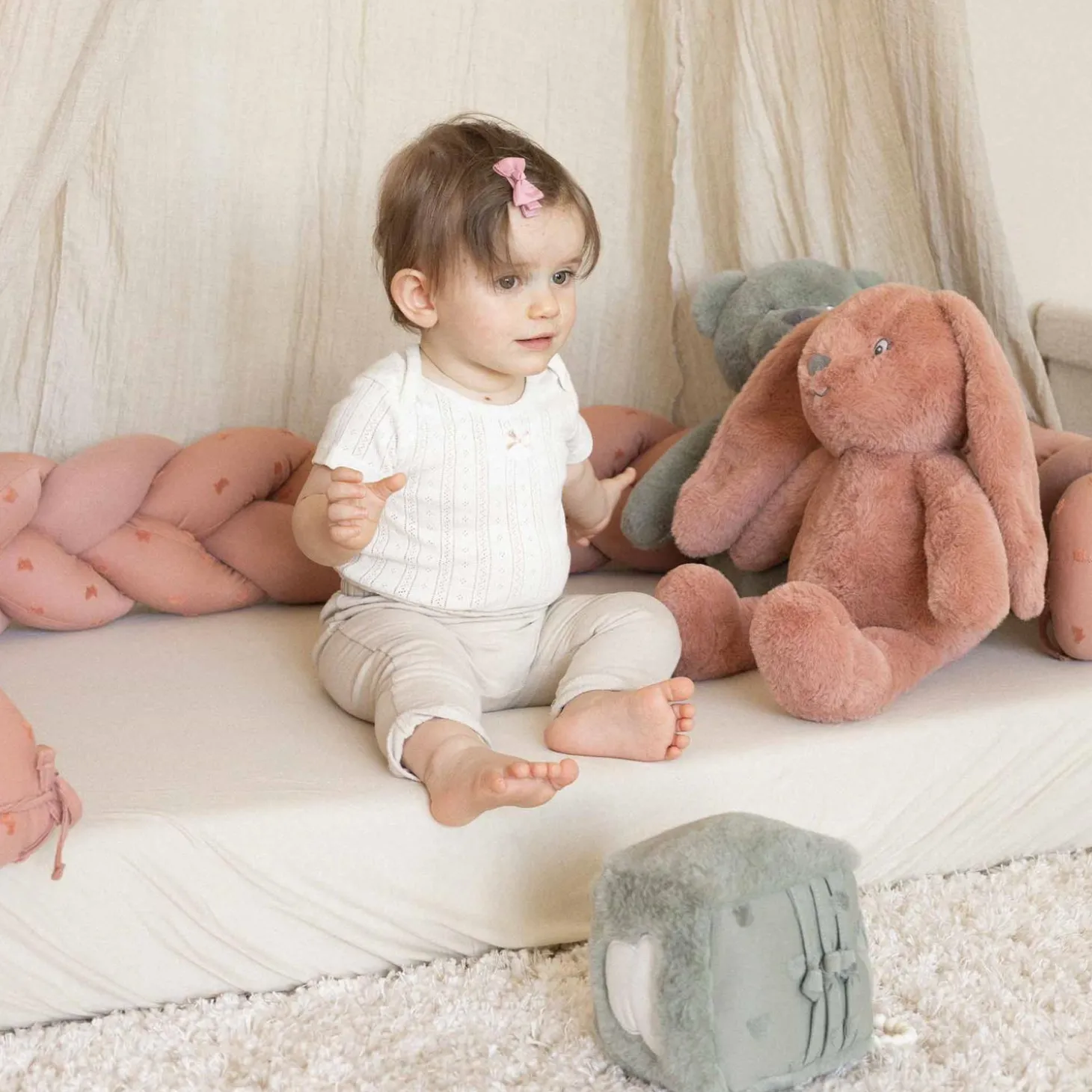 Trois Kilos Sept Peluche Lapin Hop Terre De Sienne 45 cm
