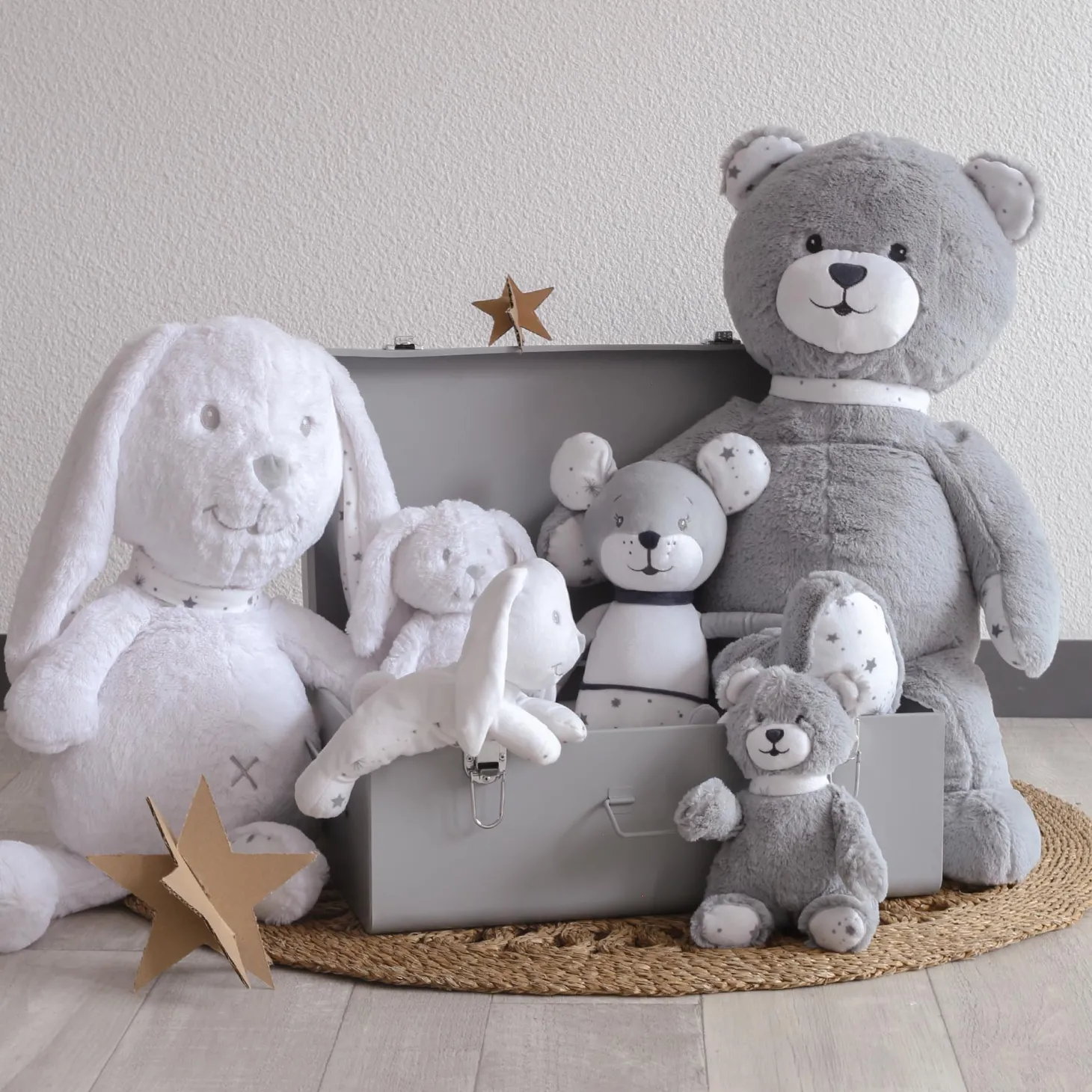 Trois Kilos Sept Peluche Musicale N'Ours Ours Martin Et Ses Copains Blanc Et Gris
