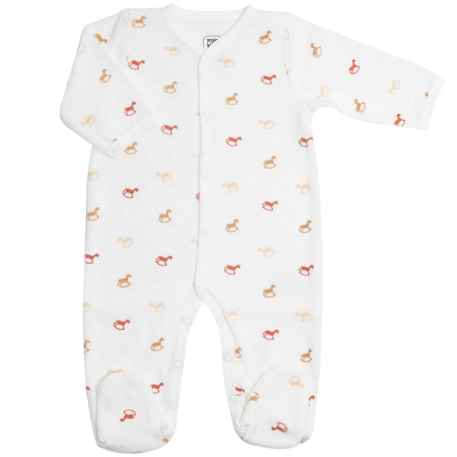 Trois Kilos Sept Pyjama Dors-Bien Bascules Chevaux Ecru