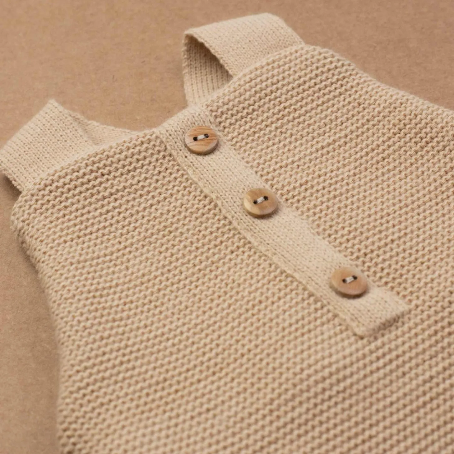 Trois Kilos Sept Salopette Maille Caramel 1-3 mois