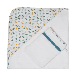 Trois Kilos Sept Set de Bain Feuilles Kolala Et Sa Tribu 70x70 cm