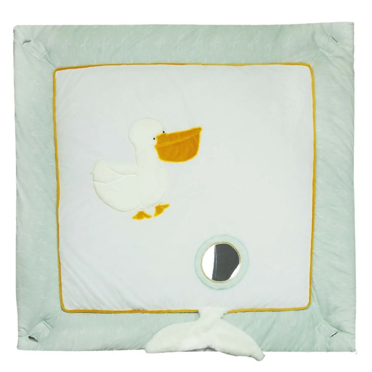 Trois Kilos Sept Tapis d'eveil Au large de Nova Beige/ Vert/ Moutarde 100x100 cm