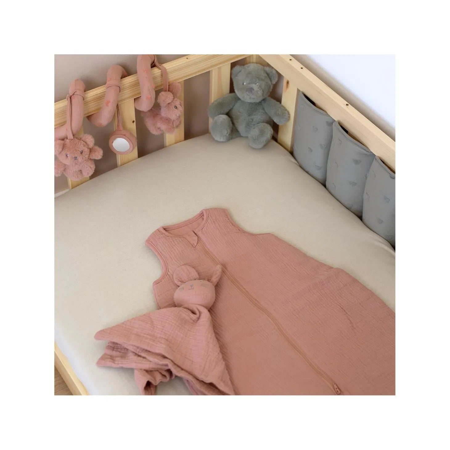 Trois Kilos Sept Tour de Lit Modulable Protège Barreaux 8 pcs Honey Argile