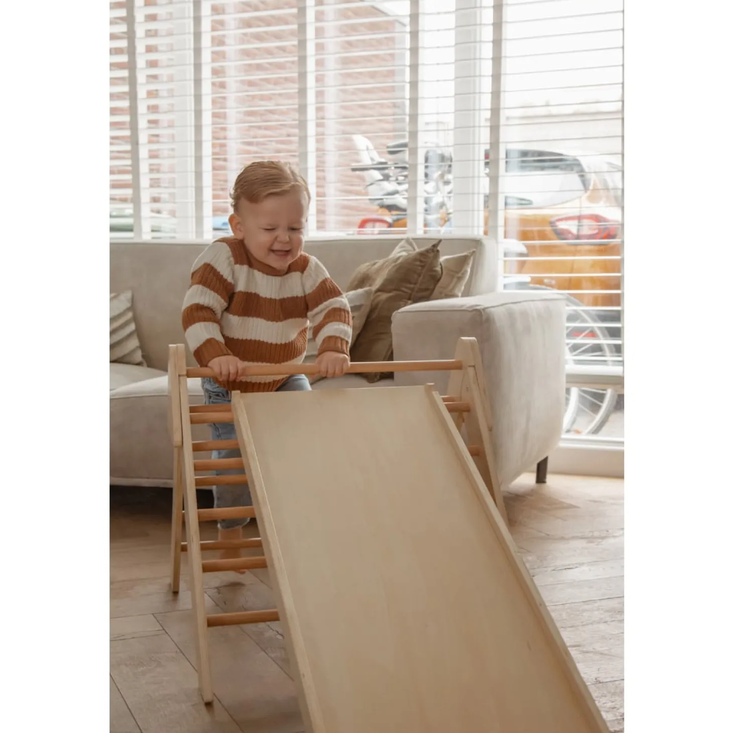 Tryco Triangle d'escalade en bois avec rampe Bois