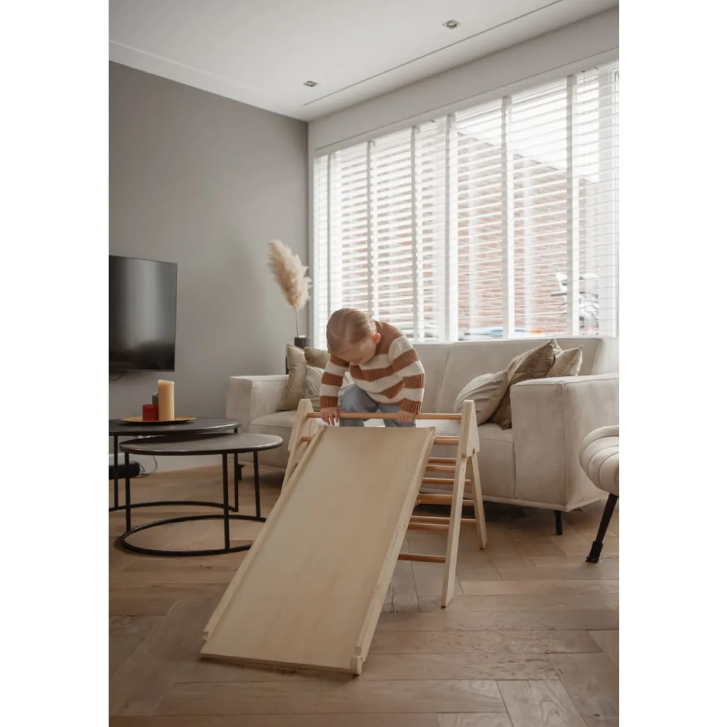 Tryco Triangle d'escalade en bois avec rampe Bois
