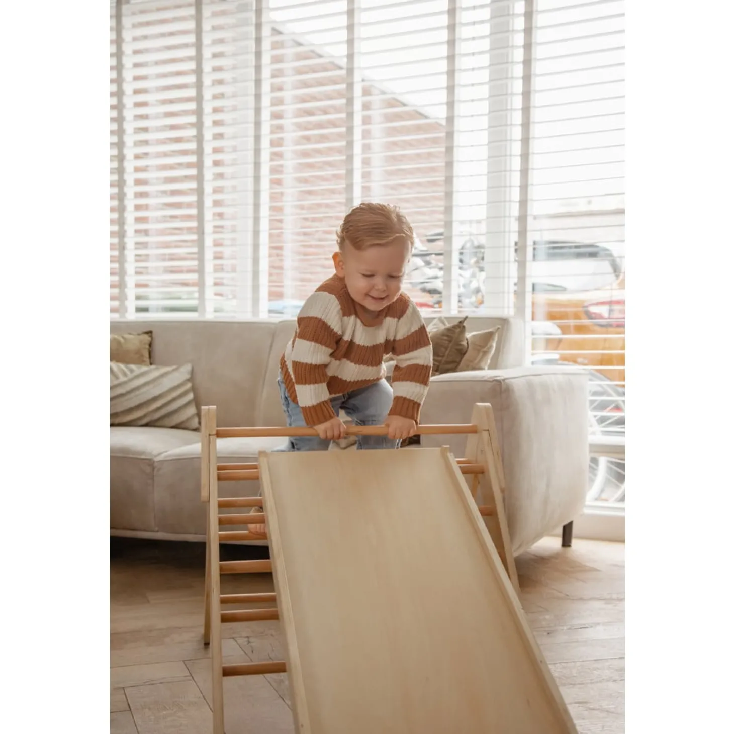 Tryco Triangle d'escalade en bois avec rampe Bois