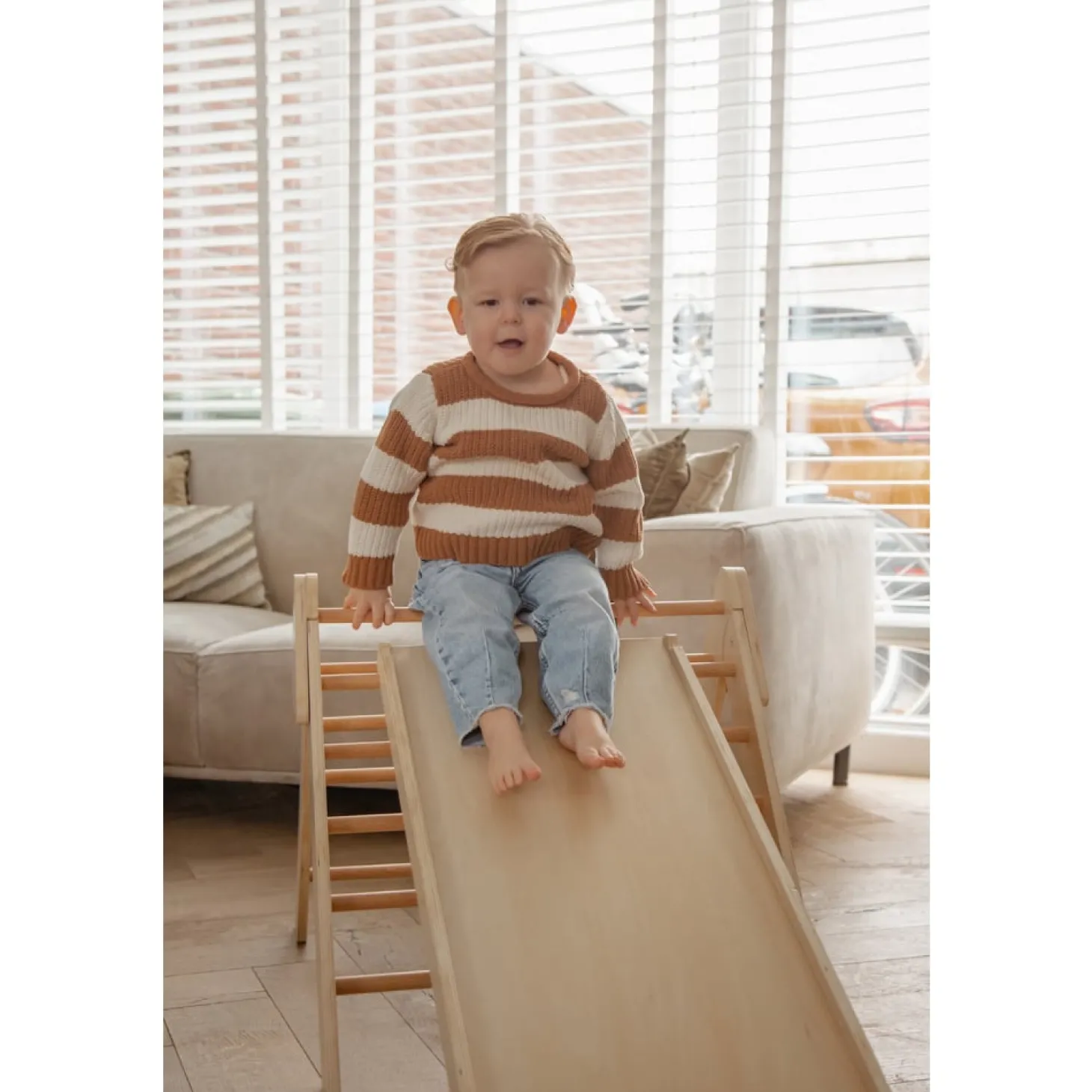 Tryco Triangle d'escalade en bois avec rampe Bois