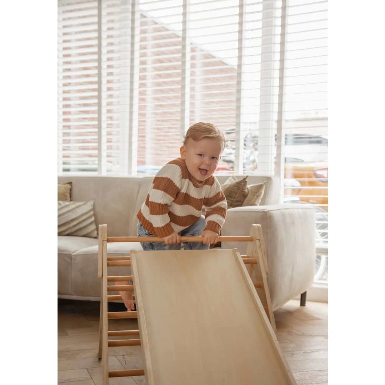 Tryco Triangle d'escalade en bois avec rampe Bois