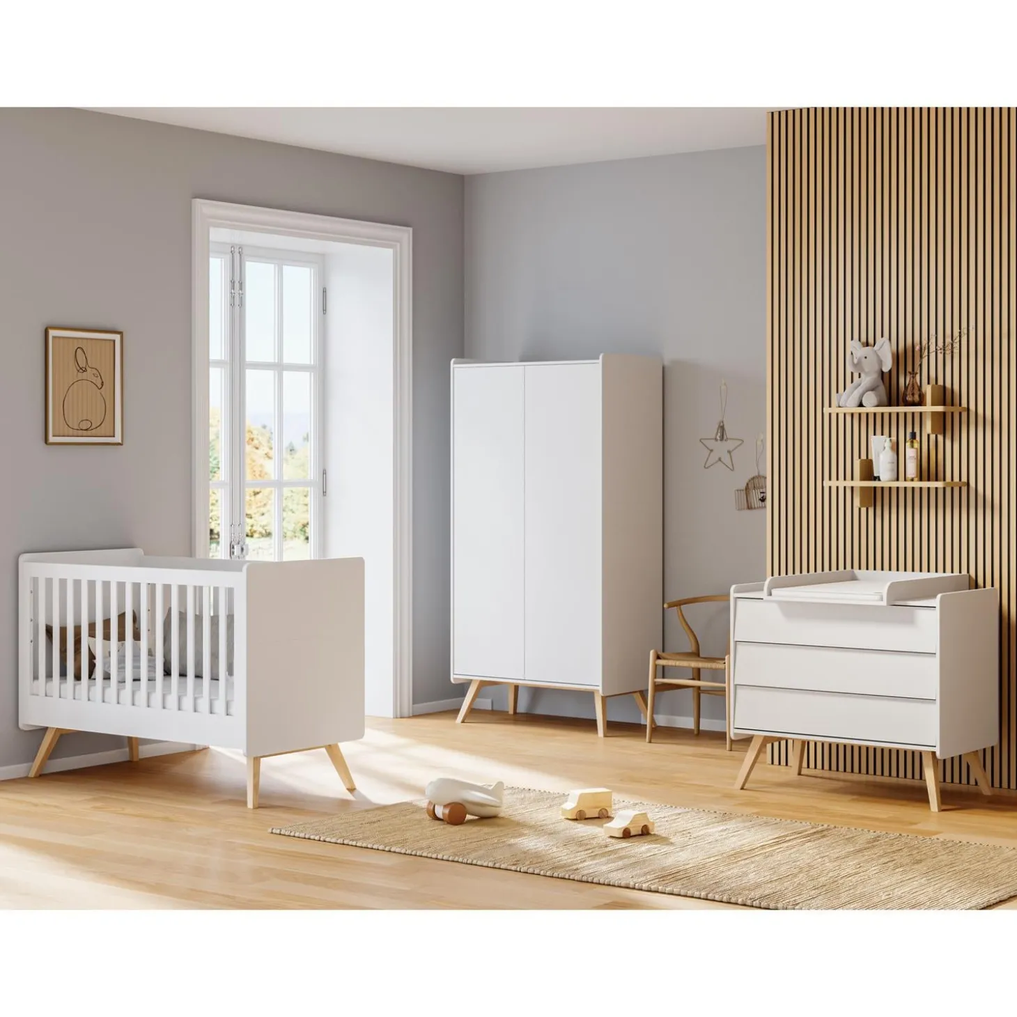 Vox Armoire 2 portes Vintage Blanc/Chêne
