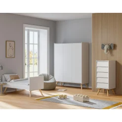 Vox Armoire 3 portes Vintage Blanc/Chêne