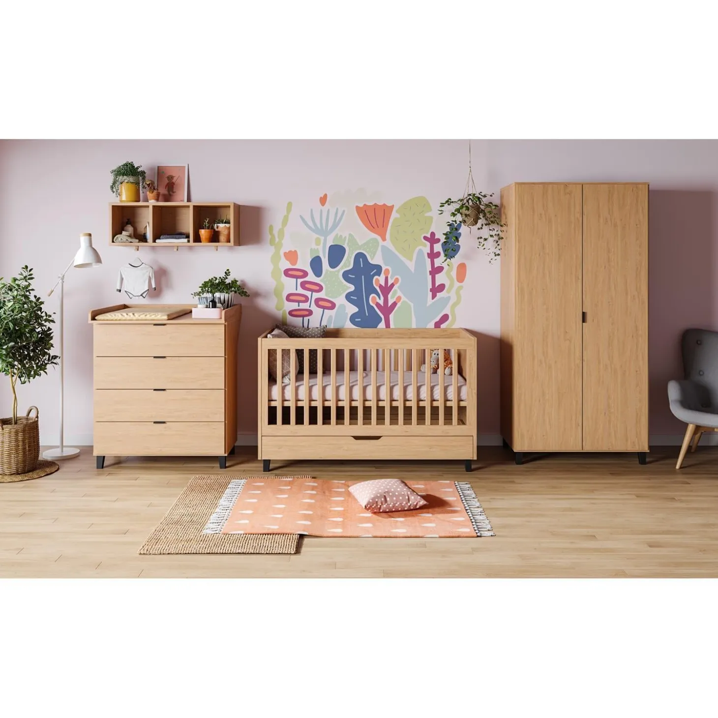 Vox Commode 4 tiroirs Simple Bois/Noir