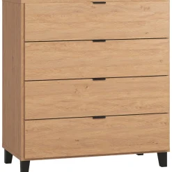 Vox                    Commode 4 tiroirs Simple     Bois/Noir