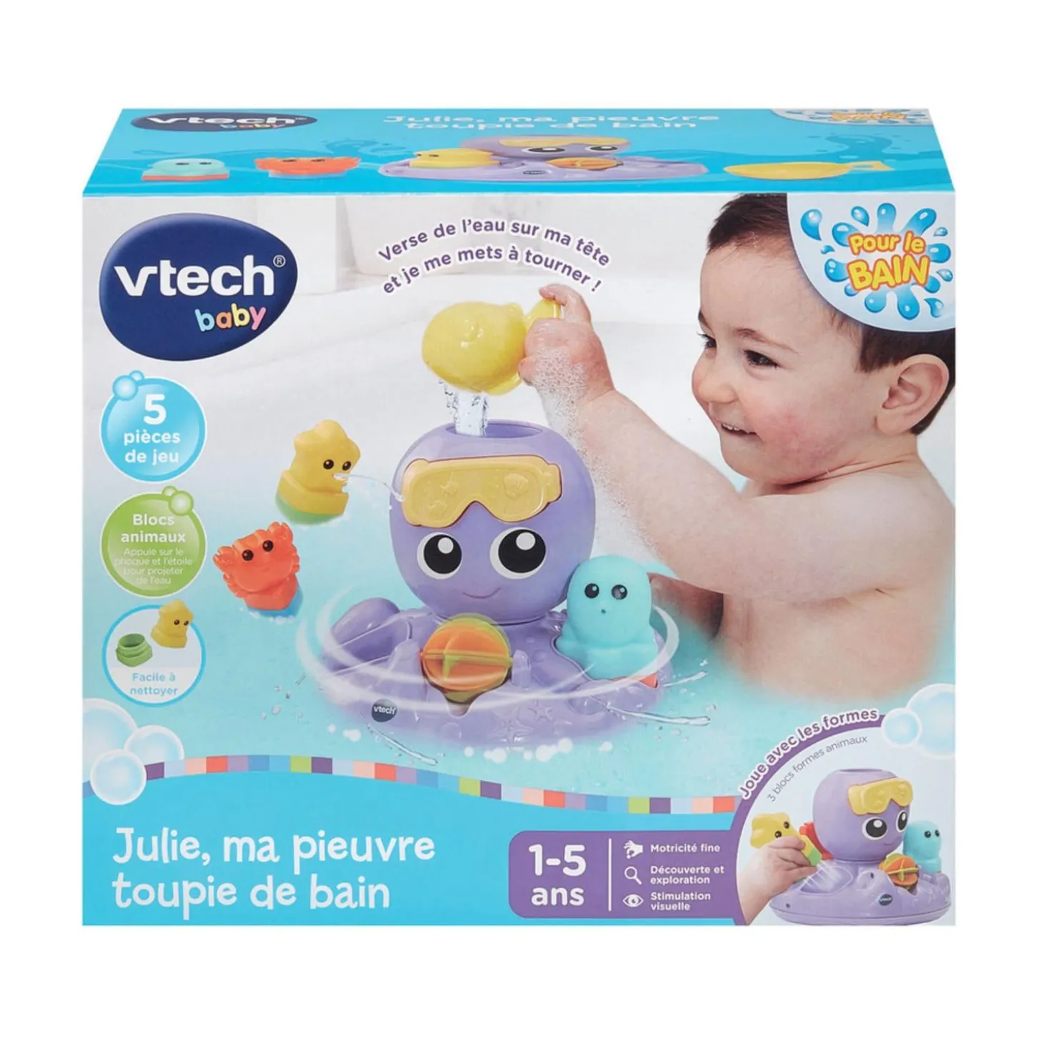VTech Baby Jouet Julie ma pieuvre toupie de bain Multicolore