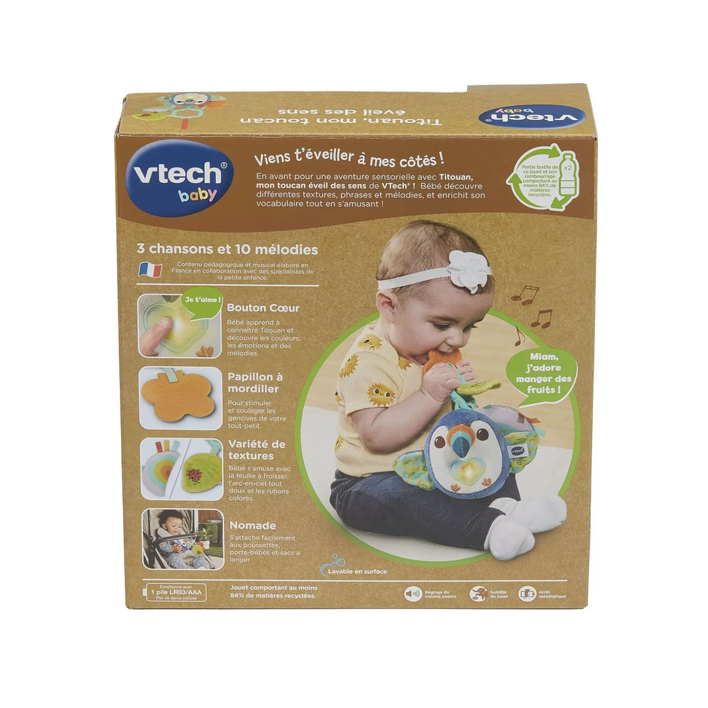 VTech Baby Jouet Titouan, mon toucan éveil des sens Multicolore