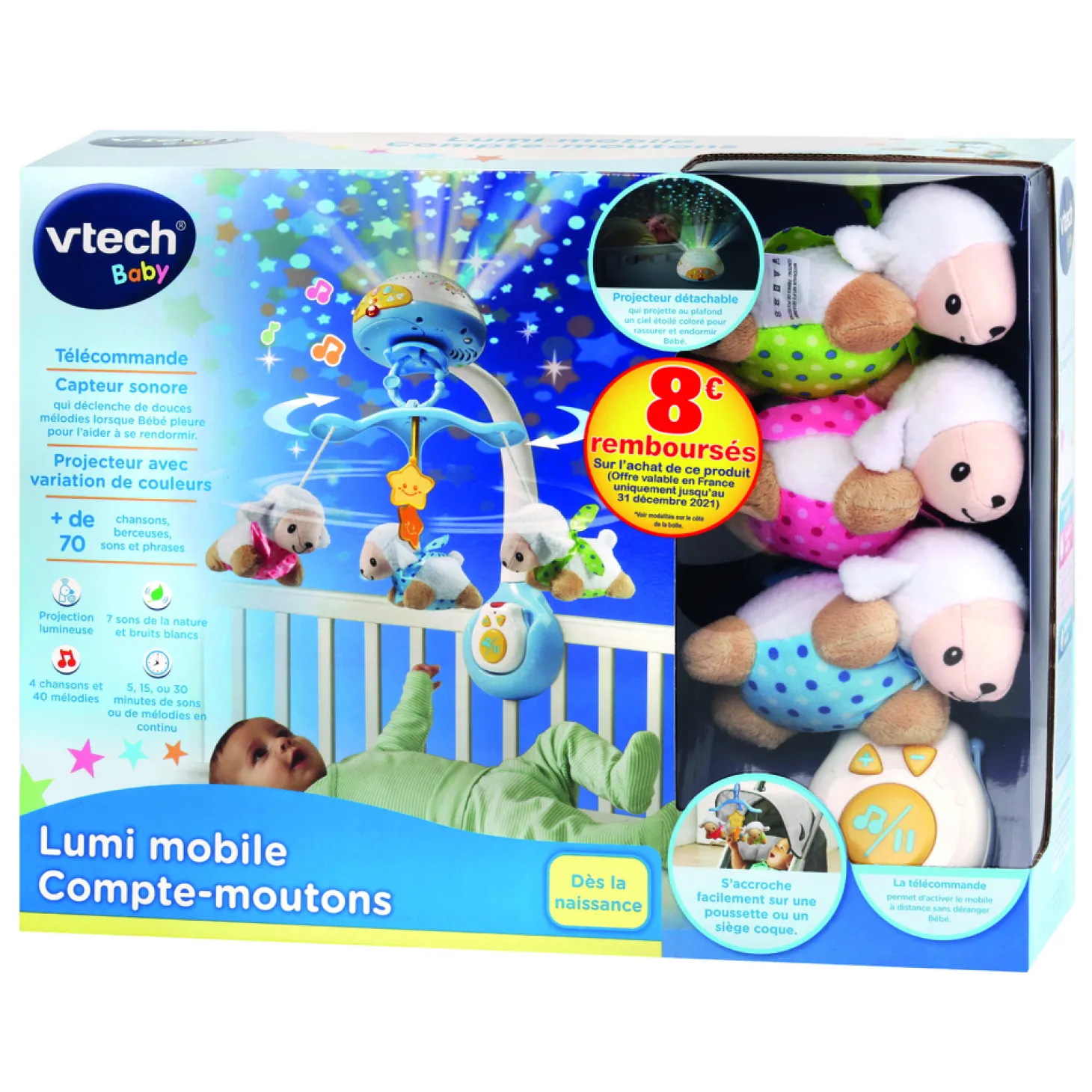 VTech Baby Lumi mobile Compte-moutons Bleu