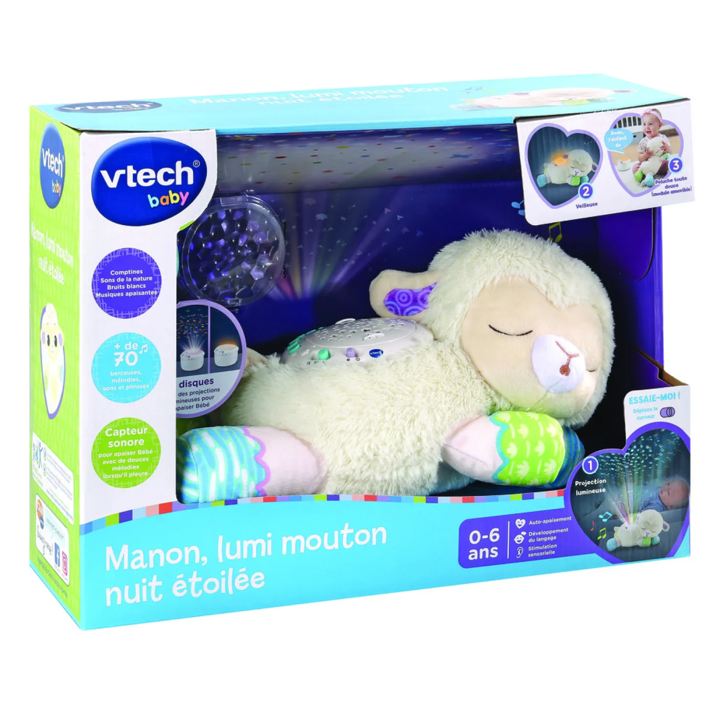VTech Baby Manon, lumi mouton nuit étoilée 3 en 1 Blanc