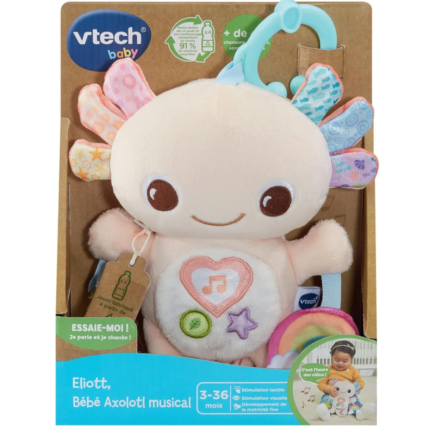 VTech Baby Peluche musicale Eliott bébé axolotl Multicolore