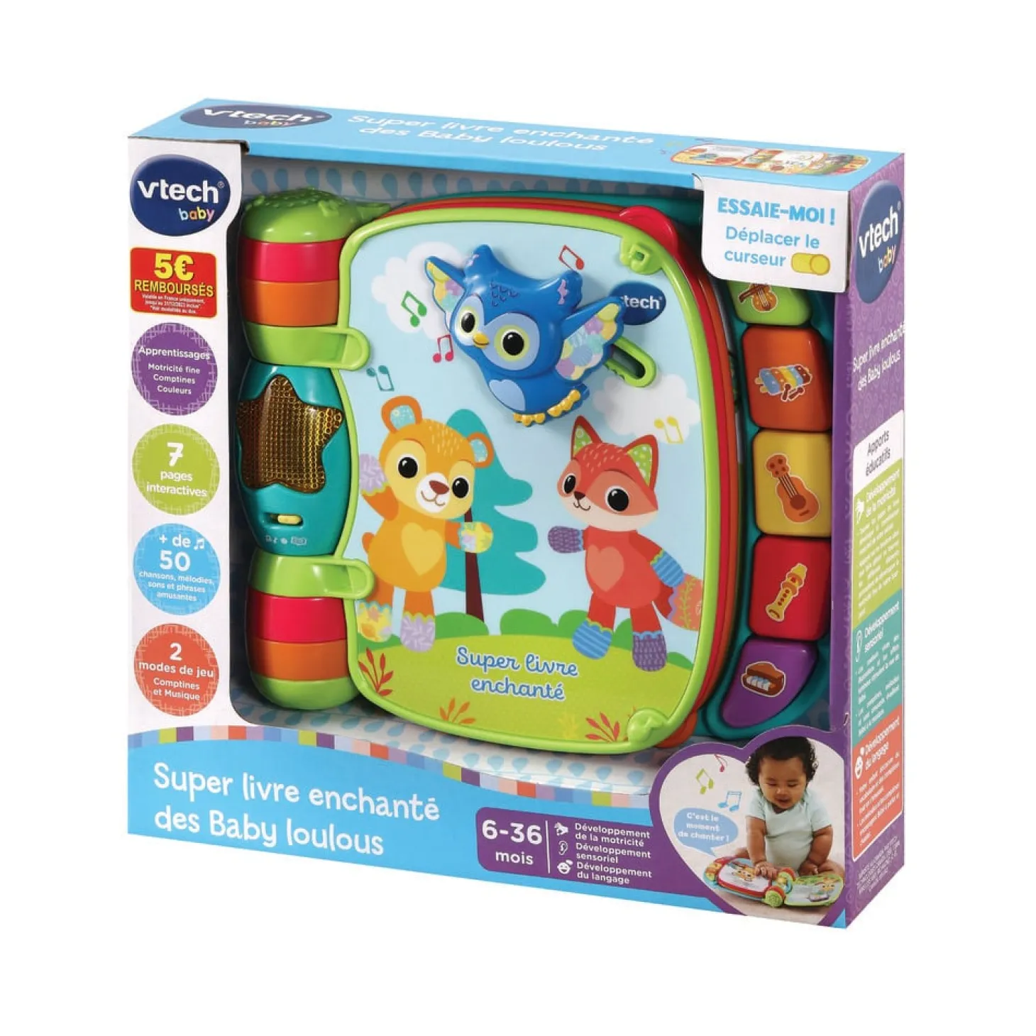 VTech Baby Super livre enchanté des baby loulous Bleu