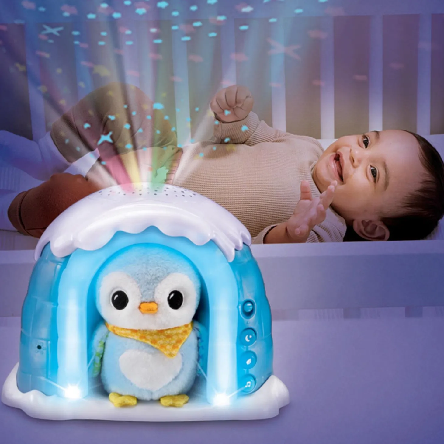 VTech Baby Veilleuse p'tit pingouin nuit etoilee Multicolore