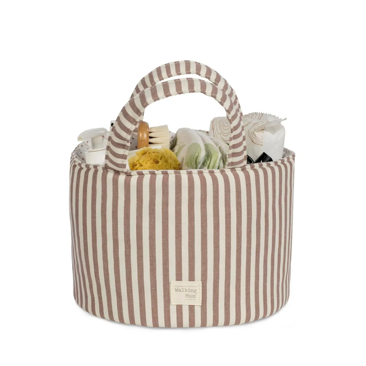 Walking Mum Panier de rangement Praliné Rayures Moka