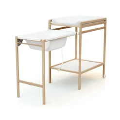 Webaby Table à langer avec baignoire Essentiel Hêtre Verni