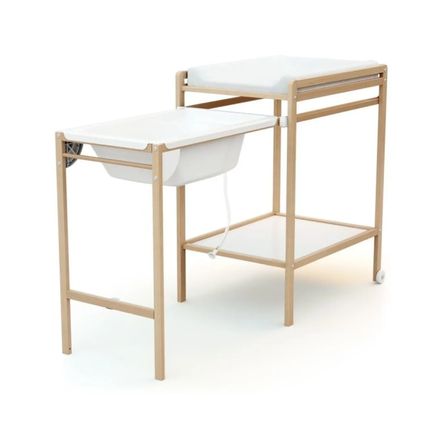 Webaby Table à langer avec baignoire Essentiel Hêtre Verni