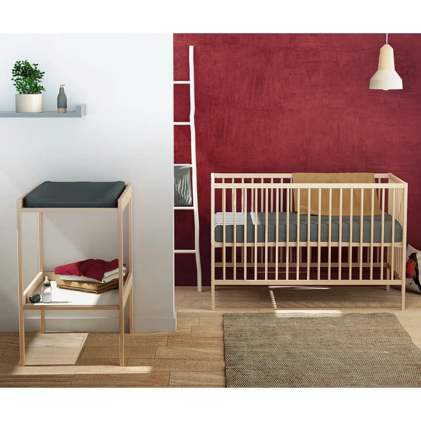 Webaby Table à langer Simple Hêtre Brut