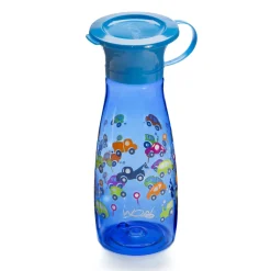 Wowcup Gourde 360 ° enfant avec couvercle Voiture Bleu 350 ml
