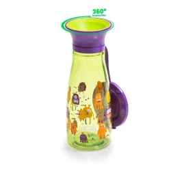 Wowcup Gourde 360 ° enfant avec couvercle Monstres 350 ml