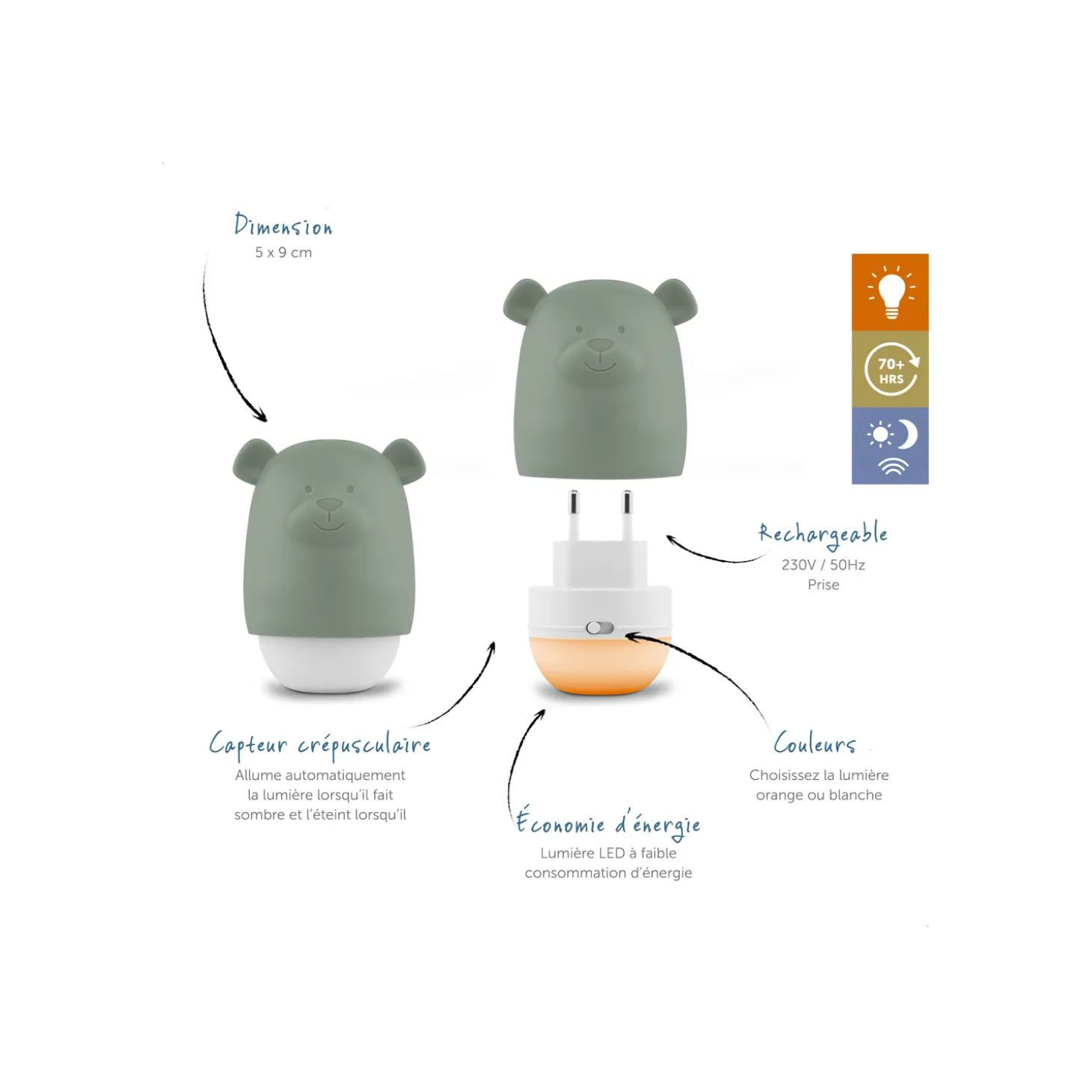 Zazu Veilleuse Benny compacte nomade Sauge